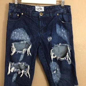 One Teaspoon || dark wash trashed free birds